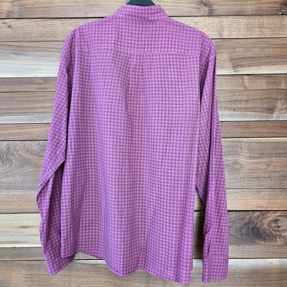 Johnnie-O Hanging out Mens Checked Long Sleeve Button Down Shirt L Pink Cottage - Picture 2 of 9